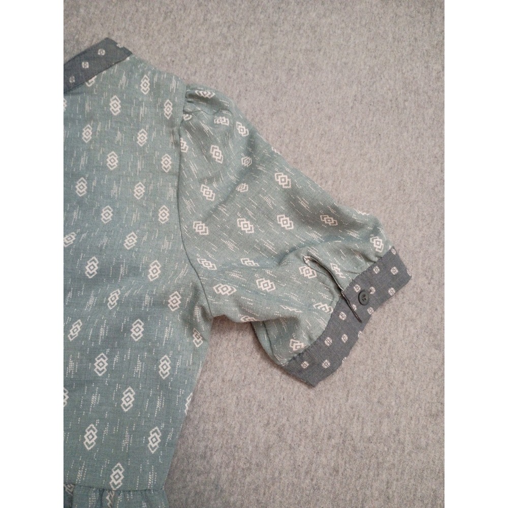 Orange Creek Sage Green Prairie Cottagecore Button Front Linen Blend Dress M - Picture 5 of 7